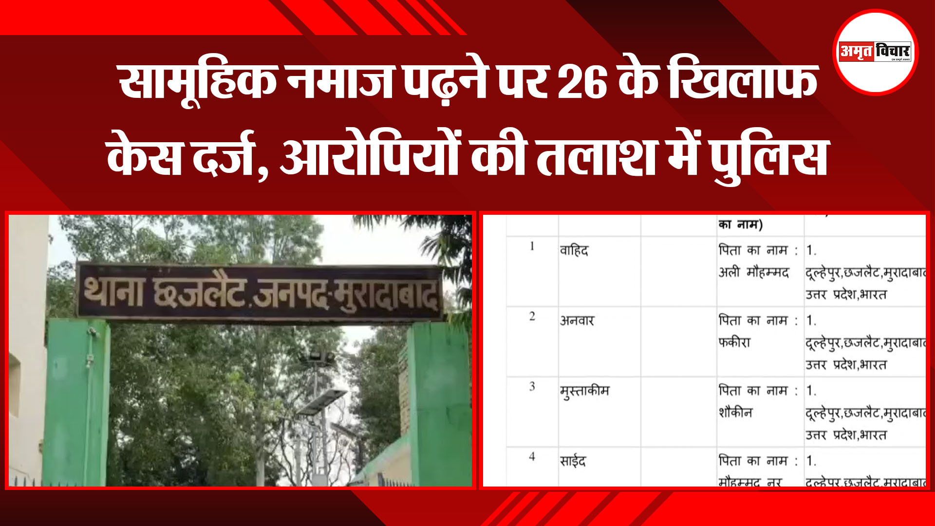 मुरादाबाद: सामूहिक नमाज पढ़ने पर 26 के खिलाफ केस दर्ज, आरोपियों की तलाश में पुलिस