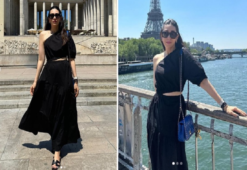 Karisma Kapoor Photos : ब्लैक ड्रेस में काफी खूबसूरत लग रहीं करिश्मा कपूर, एफिल टावर के सामने दिए पोज