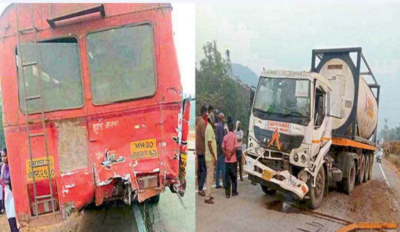 मुंबई-गोवा राजमार्ग पर ट्रक और बस की टक्कर में एक यात्री की मौत, 28 घायल