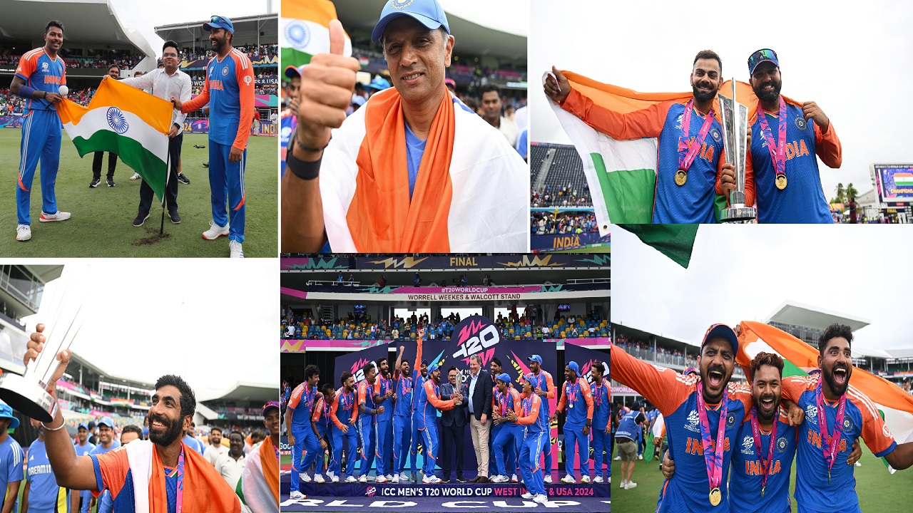 T20 World Cup 2024 : आंखों में आंसू, हाथों में वर्ल्ड कप, कंधे पर तिरंगा...देखें टीम इंडिया के जश्न की तस्वीरें