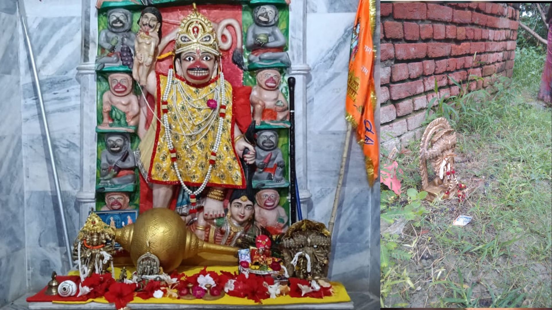 हनुमान मंदिर से चांदी का छत्र व सोने की लाकेट चोरी, खेतों में पड़ी मिली धातु की बनी भगवान विष्णु की मूर्ति