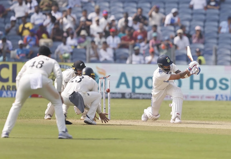 IND vs NZ 2nd Test : पुणे टेस्ट में भारत की पहली पारी 156 रन पर सिमटी, मिचेल सेंटनर ने 7 विकेट झटके