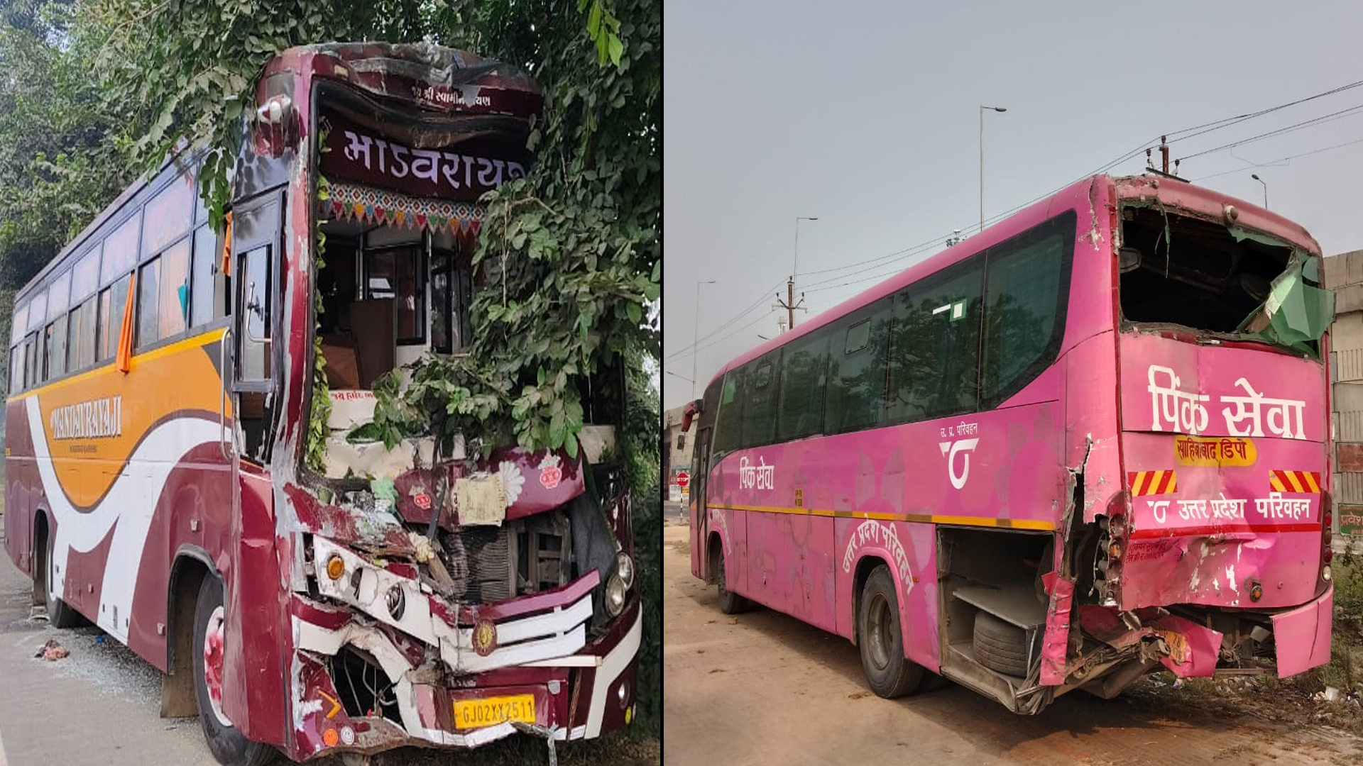 शाहजहांपुर: रोडवेज बस से टूरिस्ट बस टकराई, चालक समेत 45 श्रद्धालु घायल