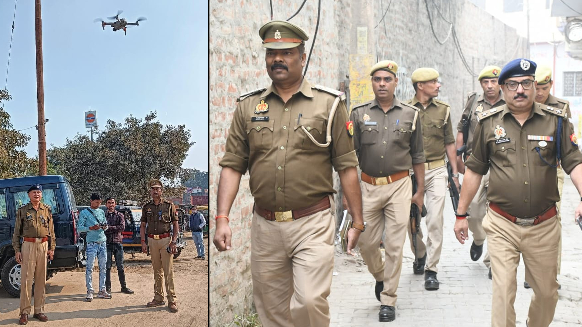 बदायूं : पुलिस रही अलर्ट, संवेदनशील क्षेत्रों में ड्रोन से की गई निगरानी