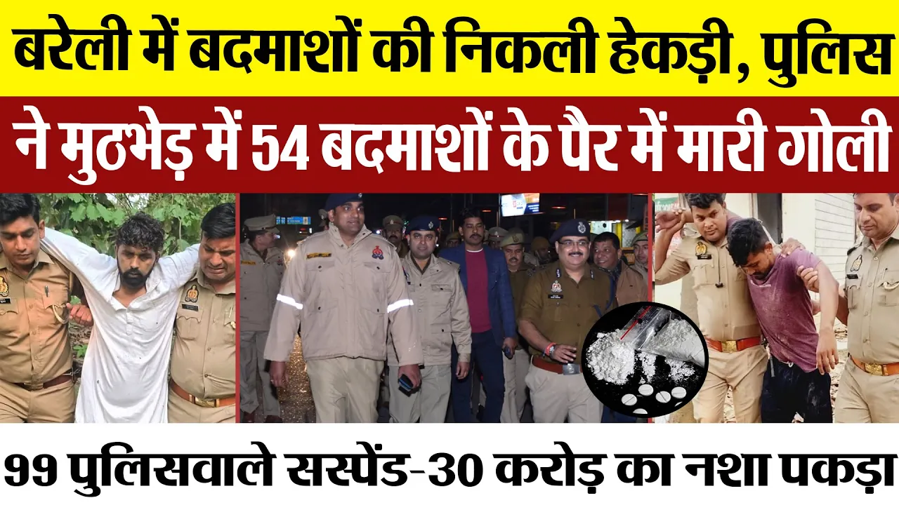 Bareilly News | बरेली Police ने 54 बदमाशों की टांग में मारी गोली। 99 पुलिसवाले Suspend | SSP टाइट