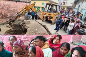 संभल की महमूद खां सराय में पाट दिया कुंआ, देवी मंदिर किया परिसर में बंद...महिलाओं का हंगामा