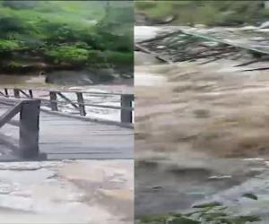 रुद्रप्रयाग: मदमहेश्वर पैदल रास्ते में पुल बहा, फंसे लोगों को निकालने के लिए हेलीकॉप्टर की ली जा रही मदद